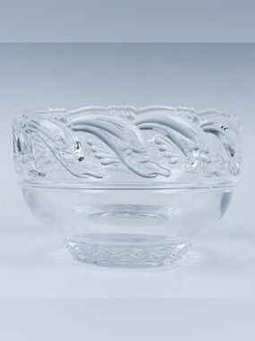Vintage Tiffany & Co Crystal Art Glass Pedestal Dolphin Bowl 8”